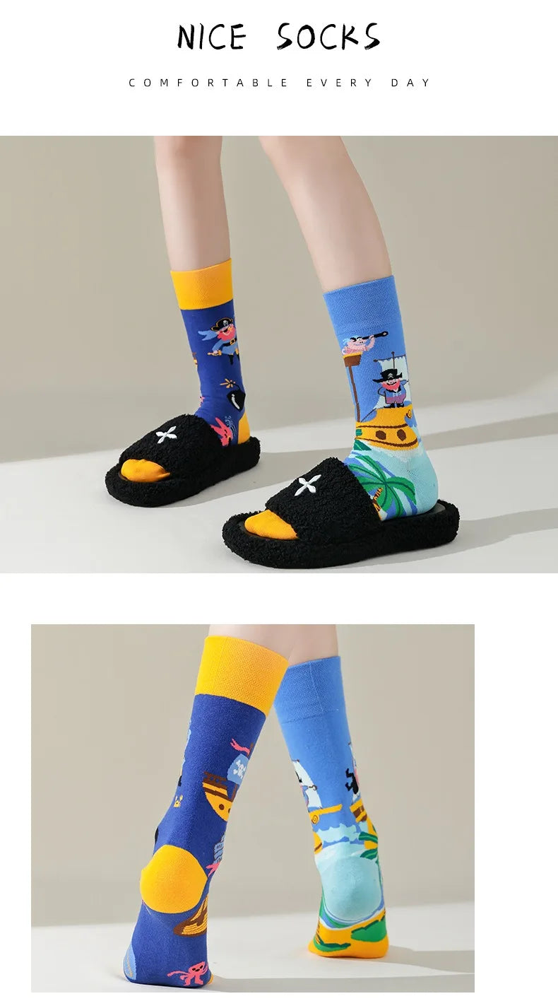 Men's Novelty Socks Men's Fun Dress Socks AB Styles Fashion Personality Cartoon Colorful Funky Fancy Crazy Funny Casual Socks