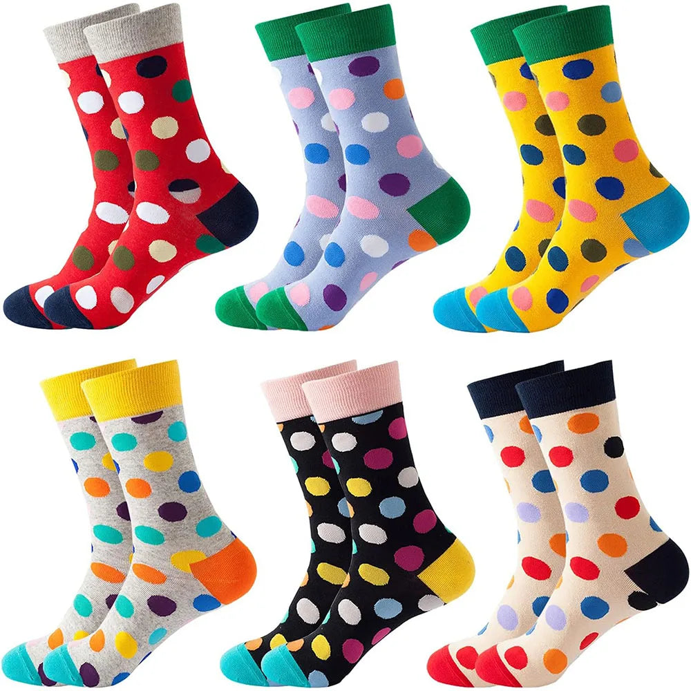 6 Pairs Unisex New Fashion Colorful Happy Casual Socks Dress Harajuku Cute Spaceman Grid Women Funny Socks