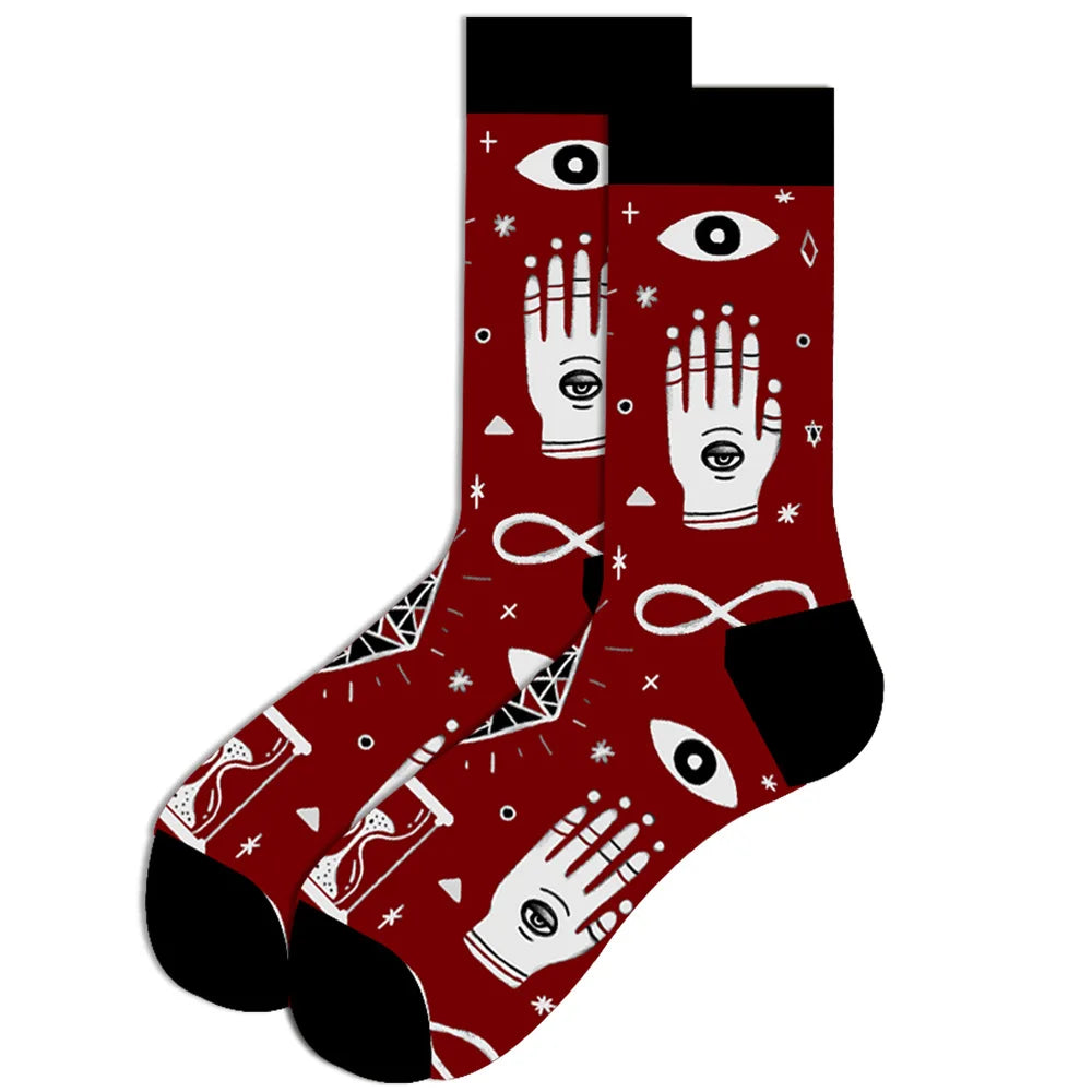 1 pair New Happy Mens Socks Women Novelty Cartoon Sock Combed Cotton Funny Men's Big Size Crew Hip Hop Thick Long Socks