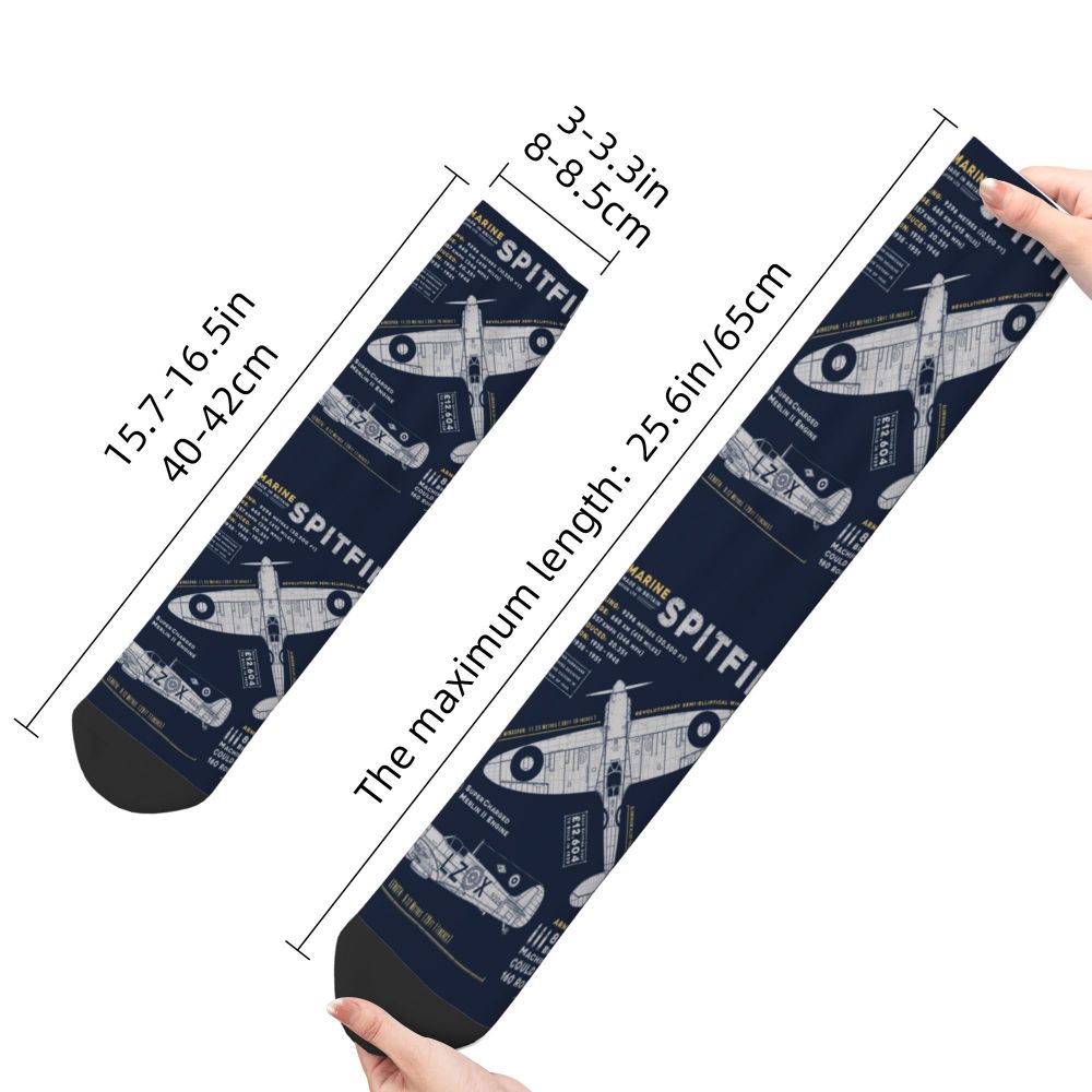 Novelty Printed Captain Stripes Epaulettes Socks for Women Men Stretchy Summer Autumn Winter Aviation Airplane Pilot Crew Socks