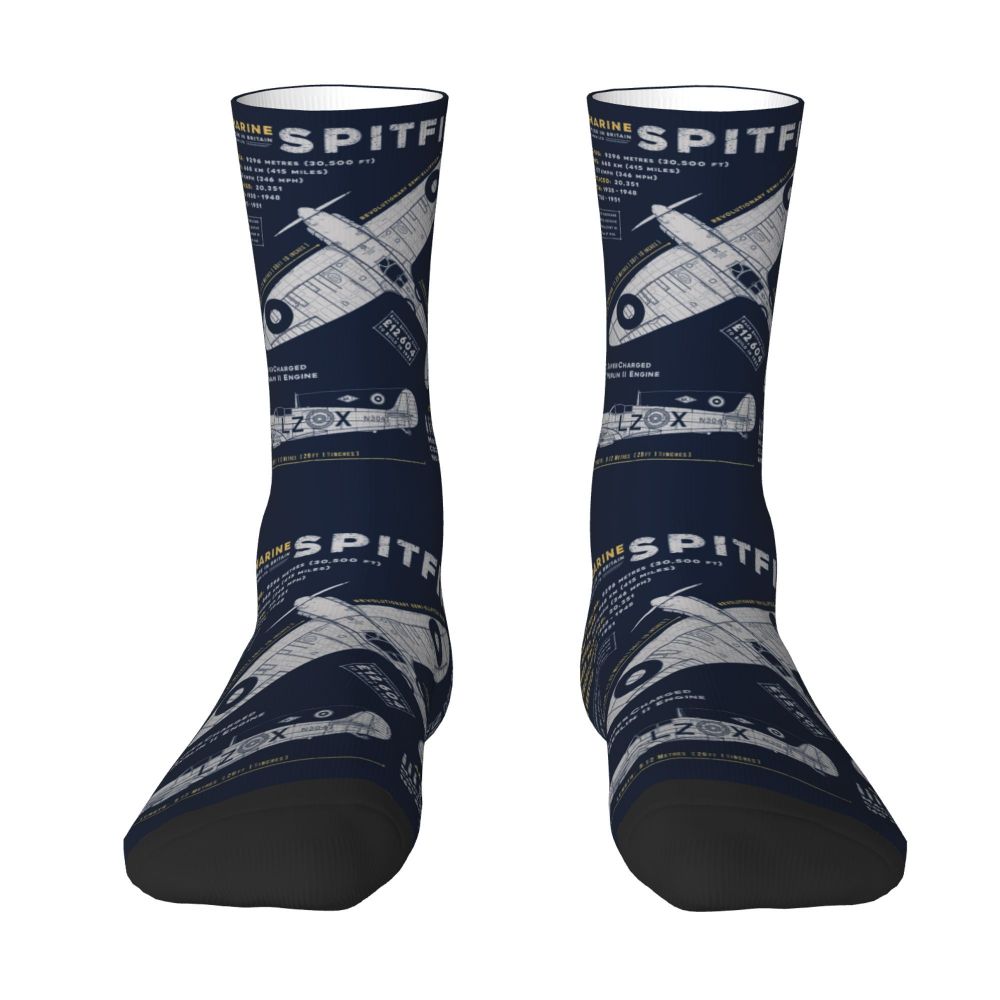 Novelty Printed Captain Stripes Epaulettes Socks for Women Men Stretchy Summer Autumn Winter Aviation Airplane Pilot Crew Socks