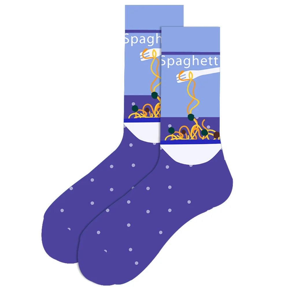 1 pair New Happy Mens Socks Women Novelty Cartoon Sock Combed Cotton Funny Men's Big Size Crew Hip Hop Thick Long Socks