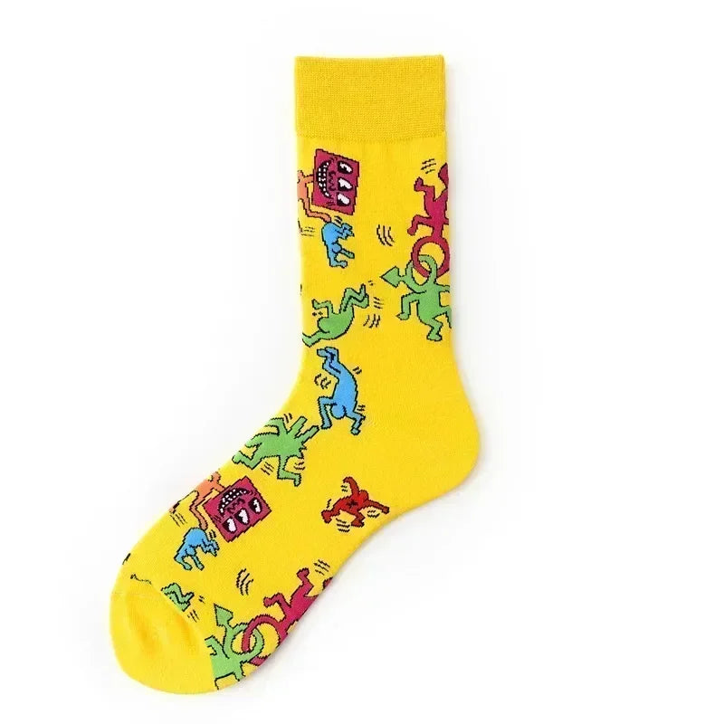 Novelty Happy Funny Men Graphic Socks Combed Cotton Omelette Frog Crazy Burger Salmon Corn Avocado Bird Fish Sock Christmas Gift