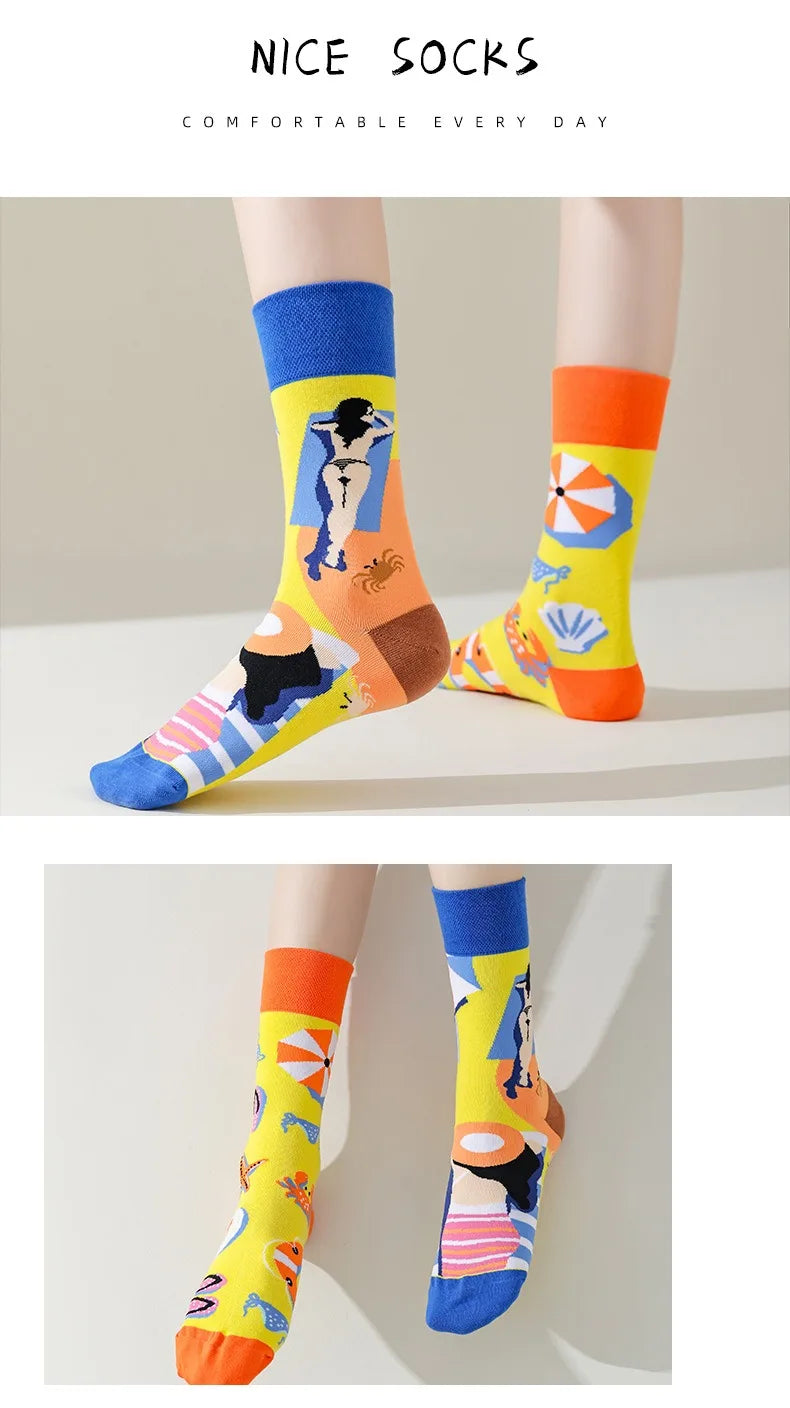 Men's Novelty Socks Men's Fun Dress Socks AB Styles Fashion Personality Cartoon Colorful Funky Fancy Crazy Funny Casual Socks