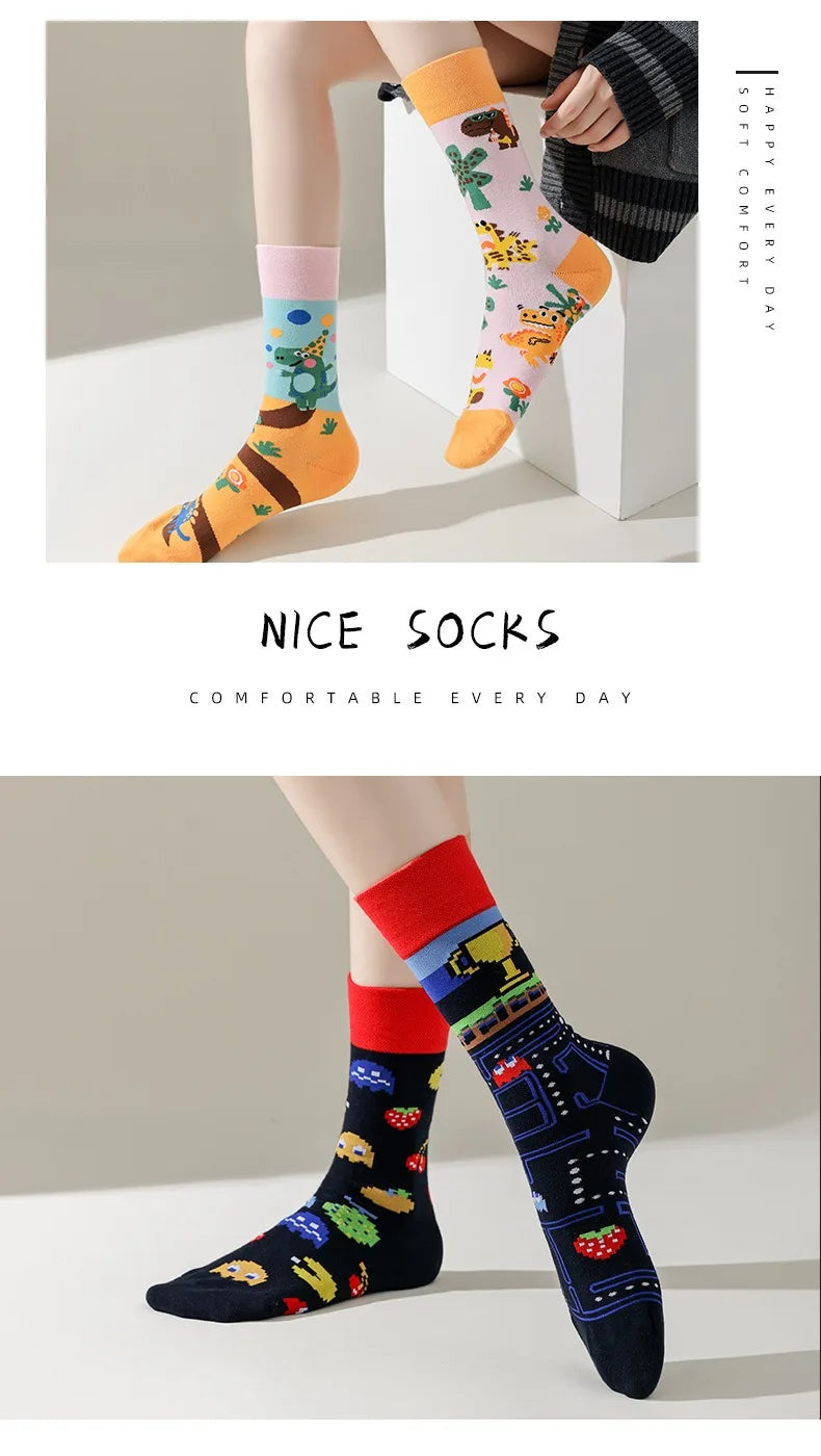 Men's Novelty Socks Men's Fun Dress Socks AB Styles Fashion Personality Cartoon Colorful Funky Fancy Crazy Funny Casual Socks