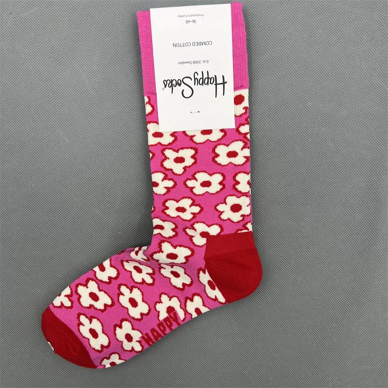 New Happy Socks All Over Cartoon Print Novelty Crew Socks 36-40