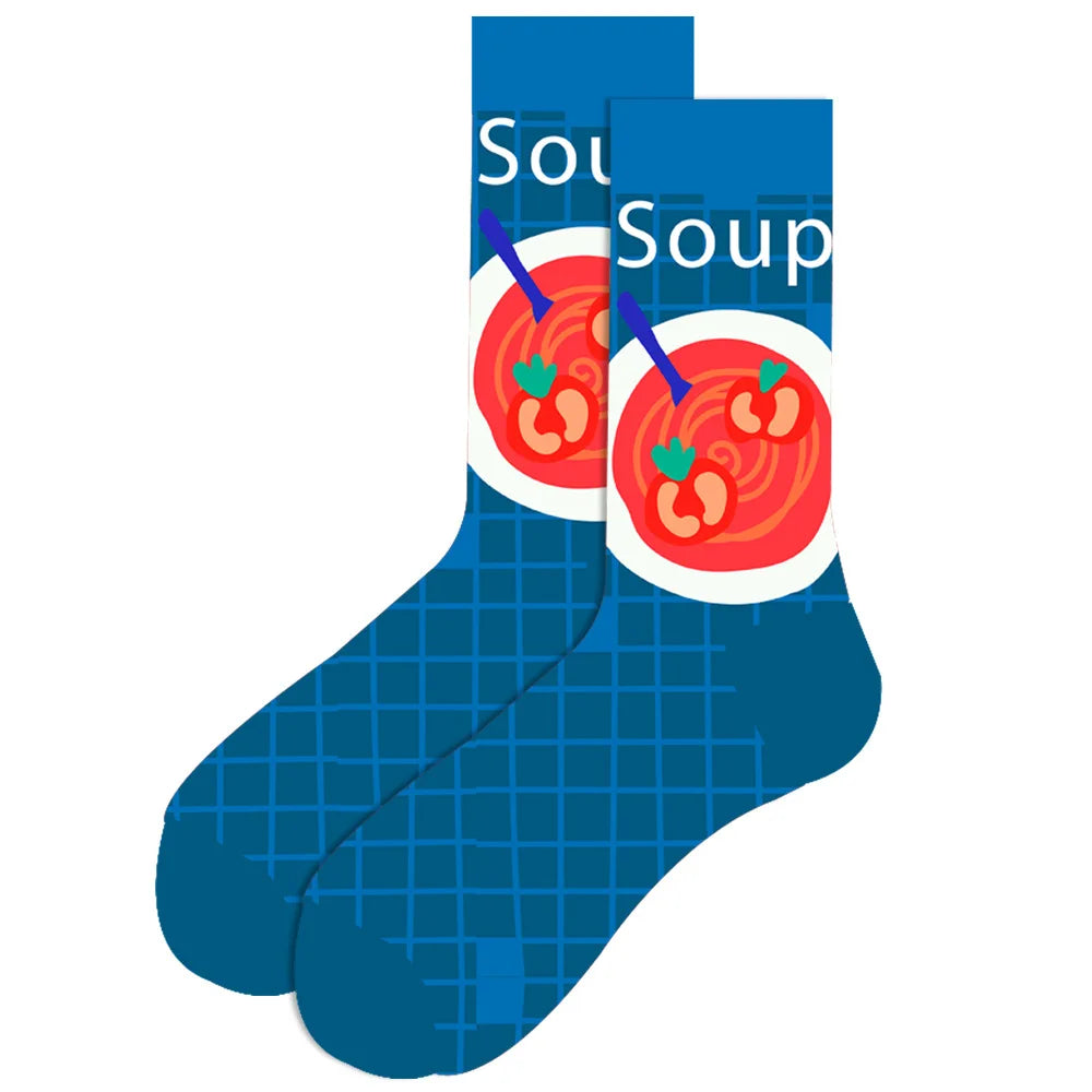 1 pair New Happy Mens Socks Women Novelty Cartoon Sock Combed Cotton Funny Men's Big Size Crew Hip Hop Thick Long Socks