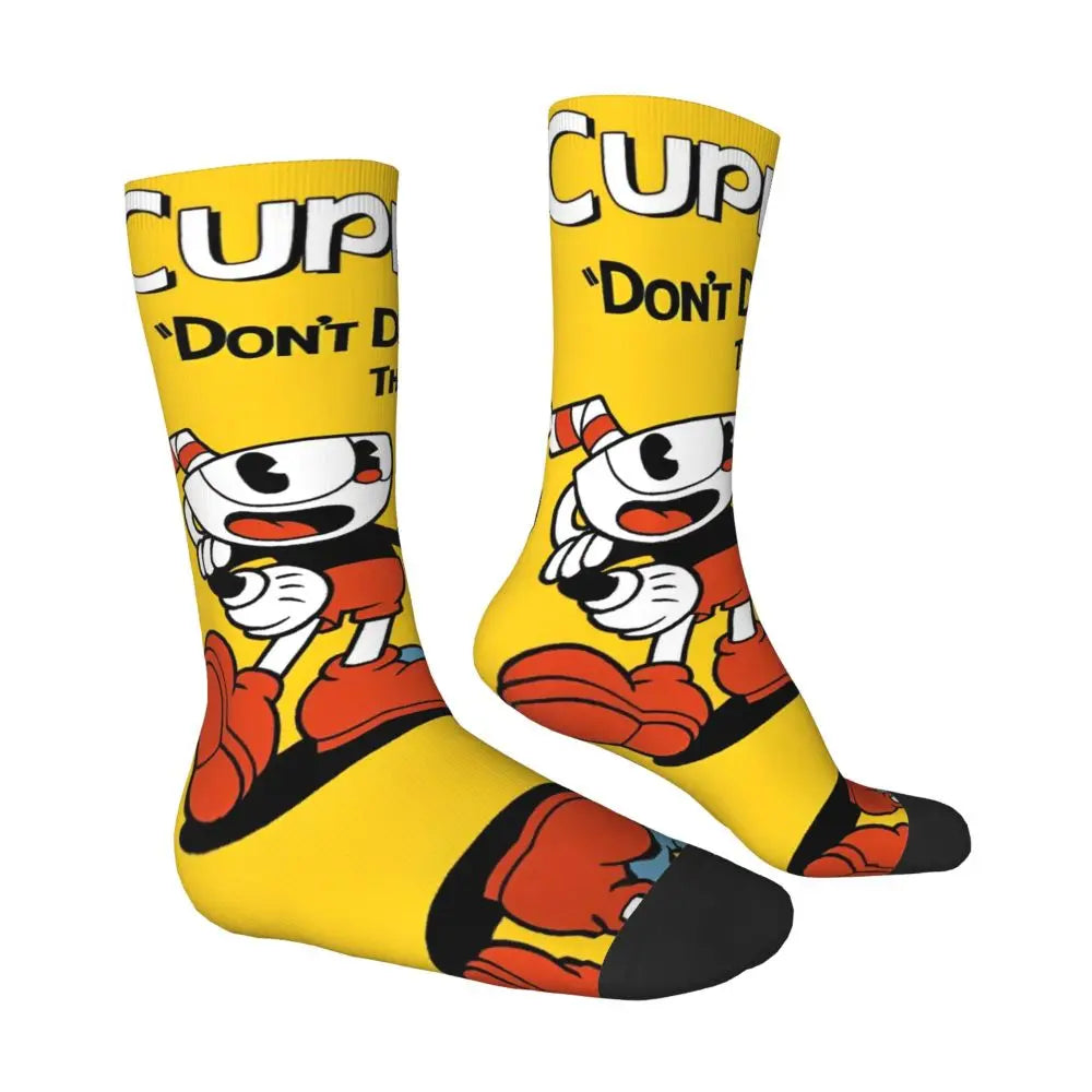 New Men's Socks Novelty Cuphead Sock Polyester Great Retro Game Graphic Women Socks Spring Summer Autumn Winter