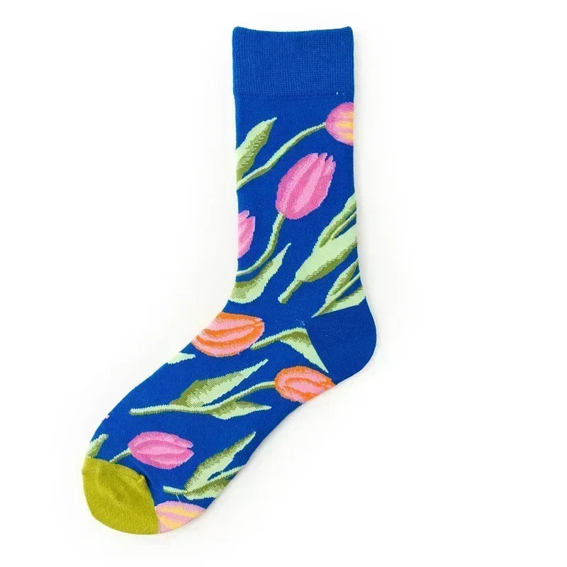 Novelty Happy Funny Men Graphic Socks Combed Cotton Omelette Frog Crazy Burger Salmon Corn Avocado Bird Fish Sock Christmas Gift