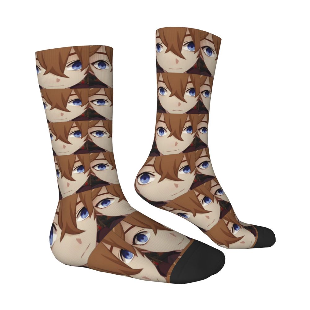 Fashion Men's Socks Novelty Childe Tartaglia Face Meme Sock Genshin Impact High Quality Women Socks Spring Summer Autumn Winter