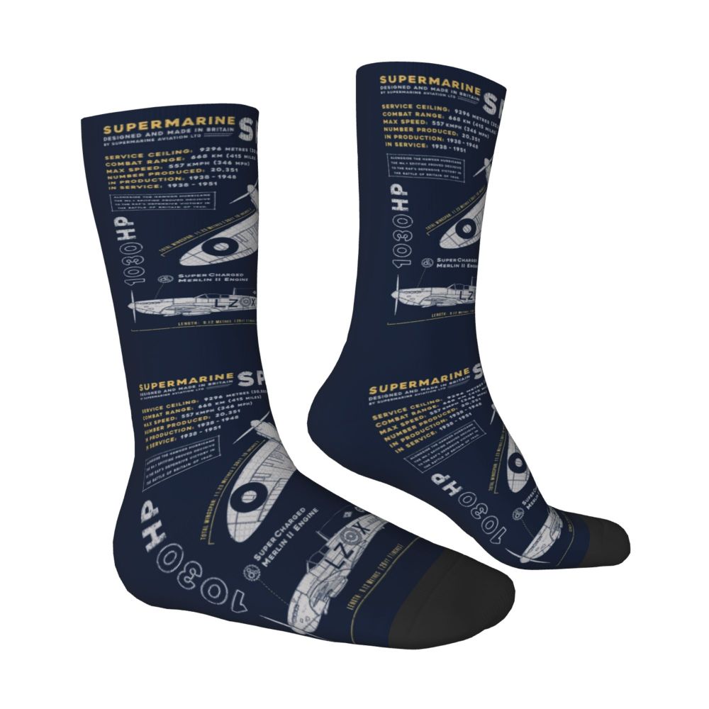 Novelty Printed Captain Stripes Epaulettes Socks for Women Men Stretchy Summer Autumn Winter Aviation Airplane Pilot Crew Socks