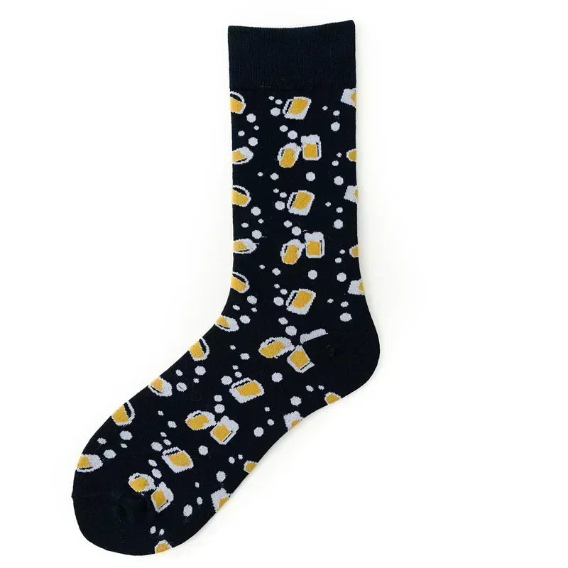 Novelty Happy Funny Men Graphic Socks Combed Cotton Omelette Frog Crazy Burger Salmon Corn Avocado Bird Fish Sock Christmas Gift