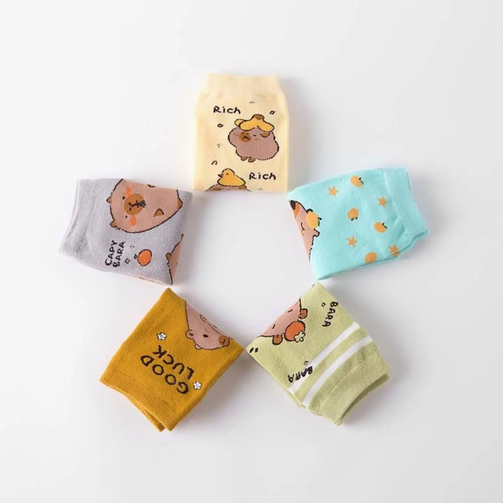 Novelty Anime Capybara Socks Letter Cotton Short Ankle Socks Kawaii Summer Hosiery Socks for Women Outdoor