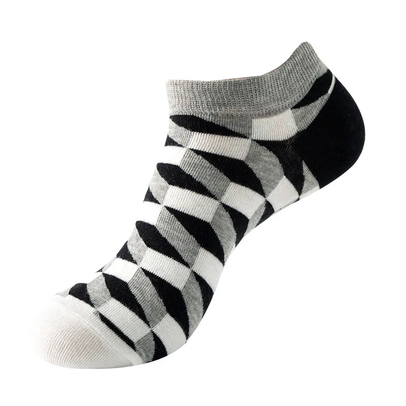 Novelty Men Short Socks Boat High Quality Geometric Fruit Sushi Colorful Pattern Fashion Socks