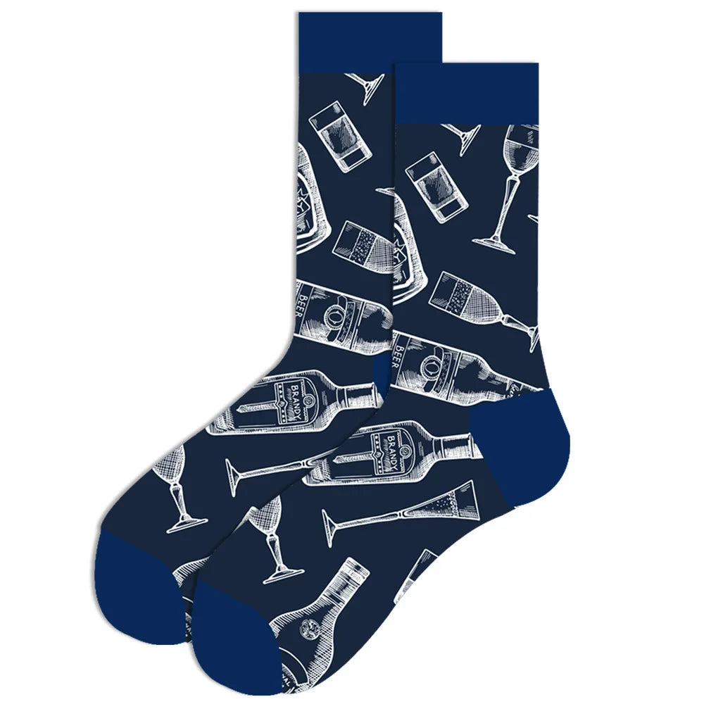 1 pair New Happy Mens Socks Women Novelty Cartoon Sock Combed Cotton Funny Men's Big Size Crew Hip Hop Thick Long Socks