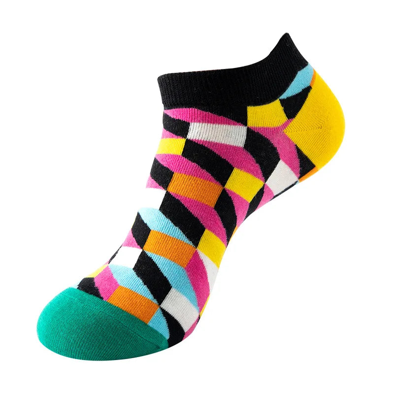 Novelty Men Short Socks Boat High Quality Geometric Fruit Sushi Colorful Pattern Fashion Socks
