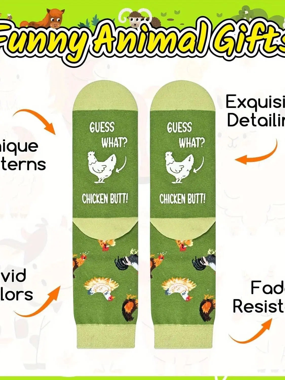 1 pair Funny Animal Socks for Men - Novelty Socks Crazy Socks Chicken Socks Gifts