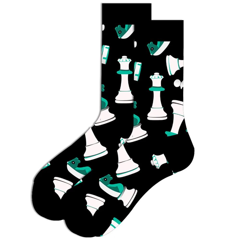 1 pair New Happy Mens Socks Women Novelty Cartoon Sock Combed Cotton Funny Men's Big Size Crew Hip Hop Thick Long Socks