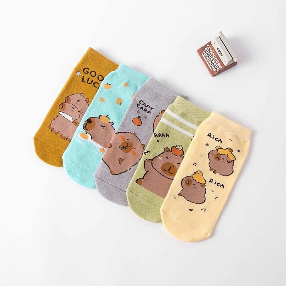 Novelty Anime Capybara Socks Letter Cotton Short Ankle Socks Kawaii Summer Hosiery Socks for Women Outdoor