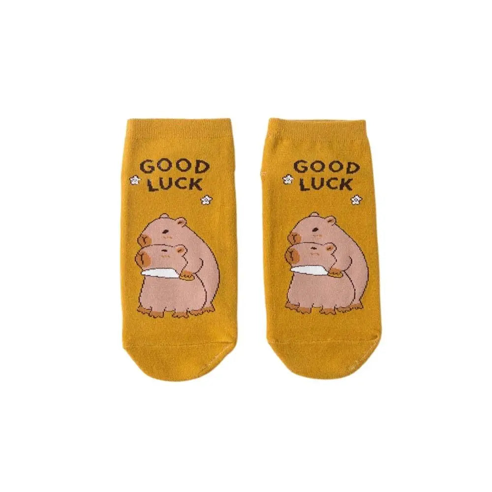 Novelty Anime Capybara Socks Letter Cotton Short Ankle Socks Kawaii Summer Hosiery Socks for Women Outdoor