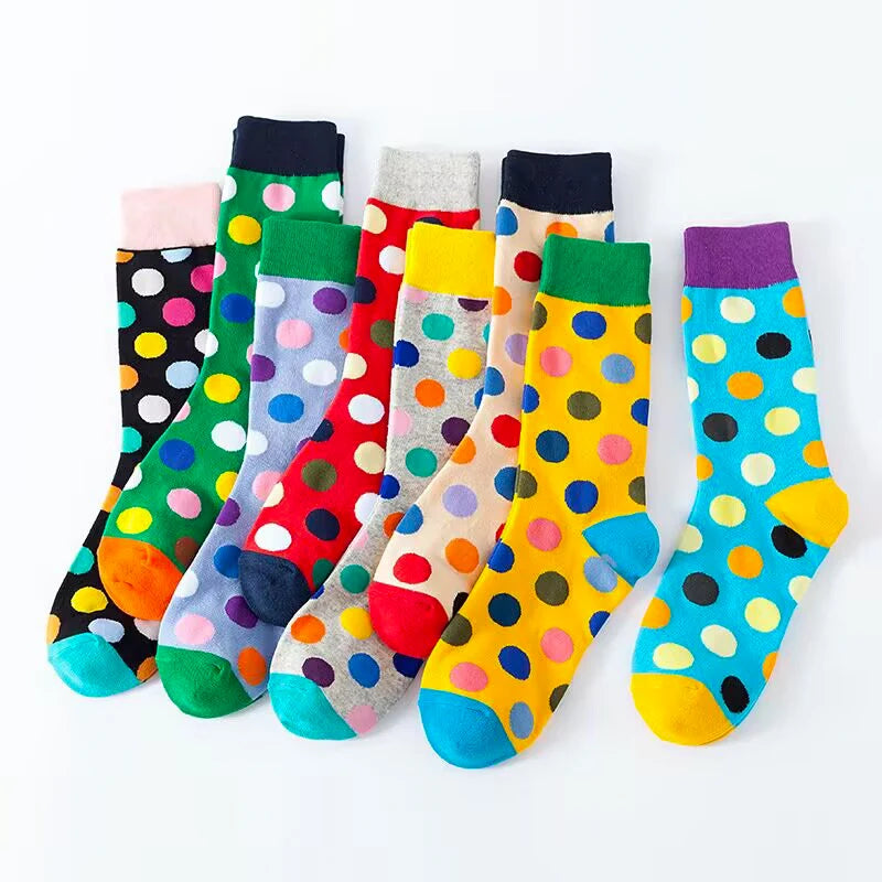 Novelty Hot Sales Happy Men Business Socks Casual Funny Socks Personality Colorful Dot Hip Hop Women Breathable Short Crew Socks