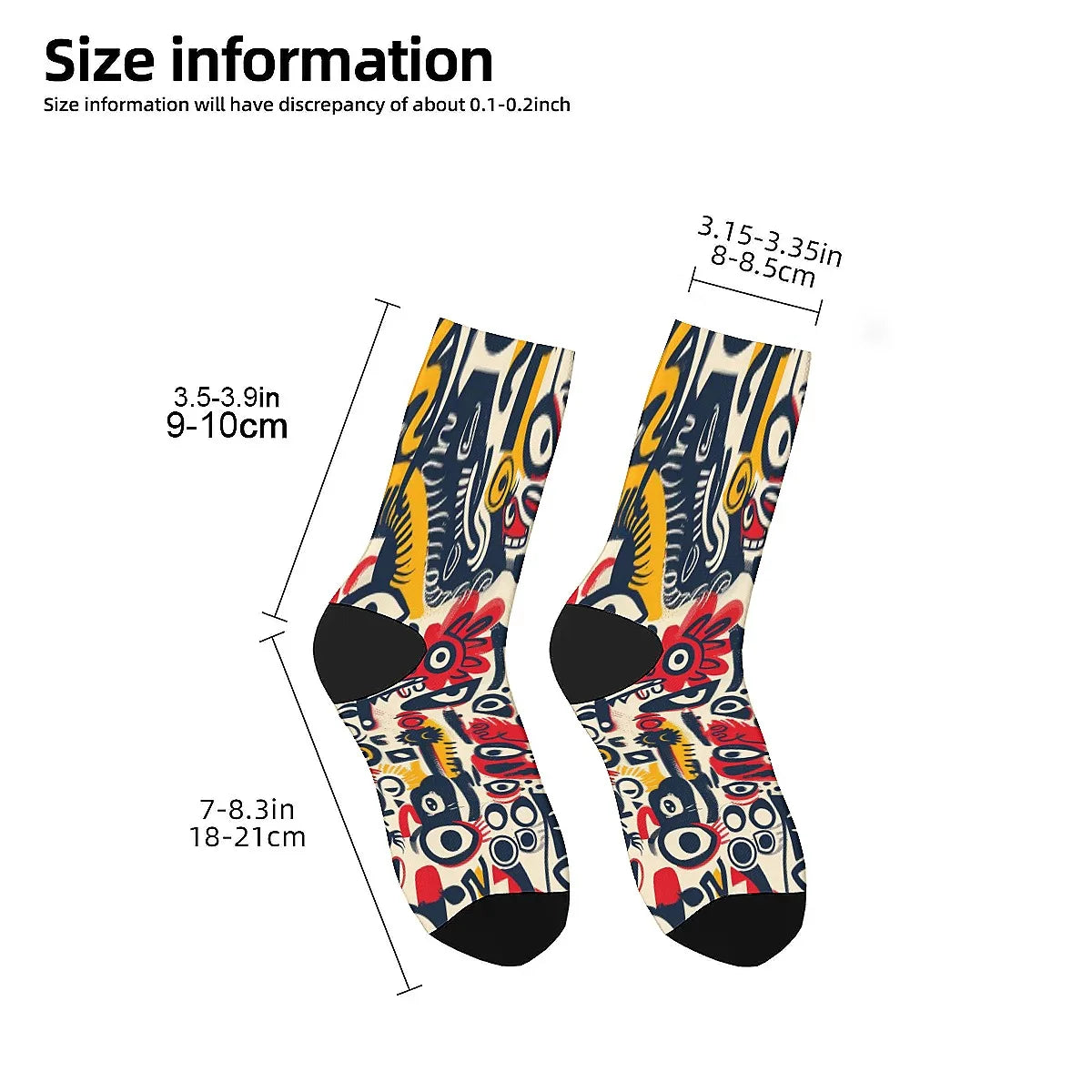 Novelty men's socks Abstract art graffiti print funny happy compression socks retro hip hop trend elements casual party sports