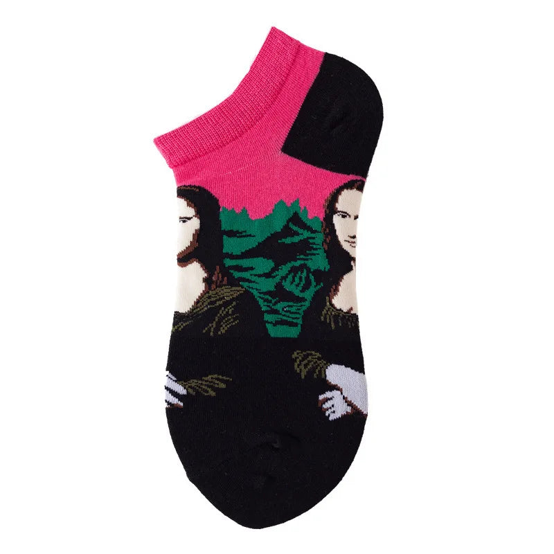 Novelty Men Short Socks Boat High Quality Geometric Fruit Sushi Colorful Pattern Fashion Socks