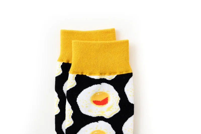 Novelty Happy Funny Men Graphic Socks Combed Cotton Omelette Frog Crazy Burger Salmon Corn Avocado Bird Fish Sock Christmas Gift