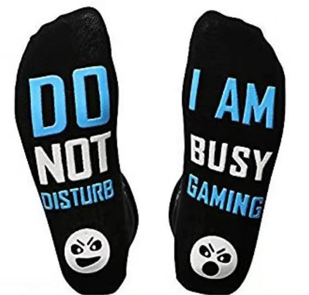 New Happy Funny Letters 'DO NOT DISTURB I AM BUSY GAMING' Socks Home Leisure Novelty Party Club Sokken Dropship