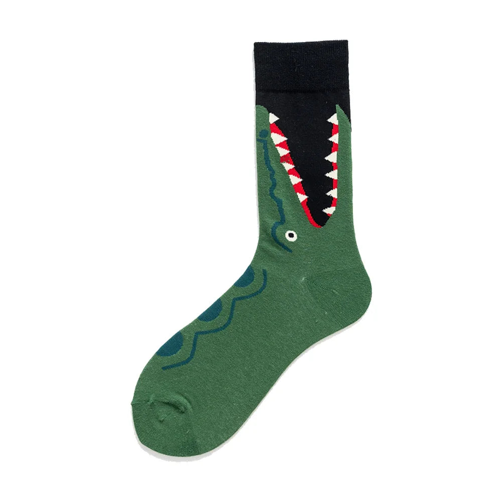 Novelty Happy Funny Men Graphic Socks Wholesale Combed Cotton Omelette Frog Crazy Burger Salmon Corn Avocado Bird Christmas Gift