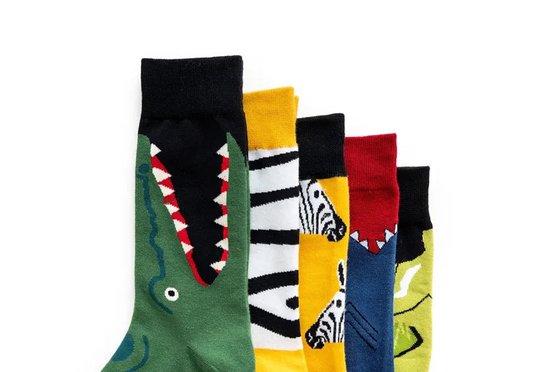 Novelty Happy Funny Men Graphic Socks Combed Cotton Omelette Frog Crazy Burger Salmon Corn Avocado Bird Fish Sock Christmas Gift