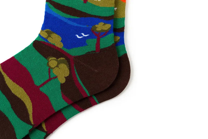 Novelty Happy Funny Men Graphic Socks Combed Cotton Omelette Frog Crazy Burger Salmon Corn Avocado Bird Fish Sock Christmas Gift