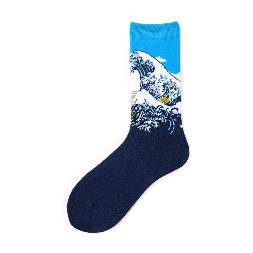 Novelty Happy Funny Men Graphic Socks Wholesale Combed Cotton Omelette Frog Crazy Burger Salmon Corn Avocado Bird Christmas Gift