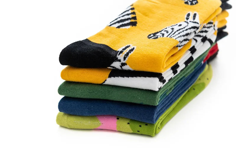 Novelty Happy Funny Men Graphic Socks Combed Cotton Omelette Frog Crazy Burger Salmon Corn Avocado Bird Fish Sock Christmas Gift