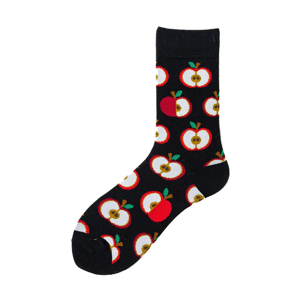 Novelty Happy Funny Men Graphic Socks Wholesale Combed Cotton Omelette Frog Crazy Burger Salmon Corn Avocado Bird Christmas Gift