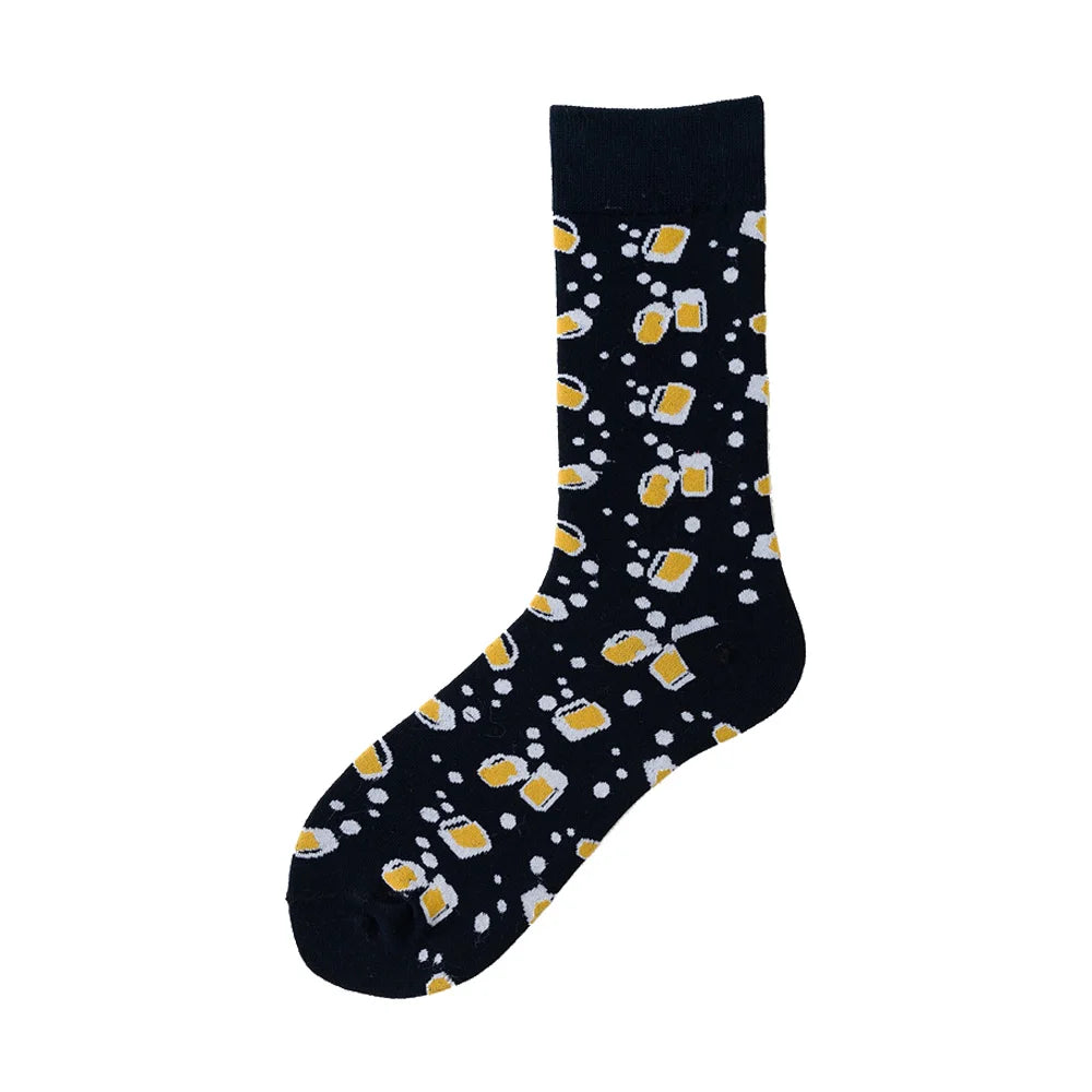 Novelty Happy Funny Men Graphic Socks Wholesale Combed Cotton Omelette Frog Crazy Burger Salmon Corn Avocado Bird Christmas Gift