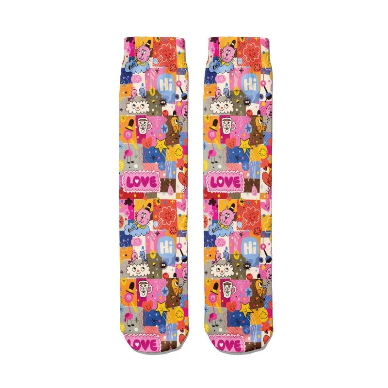 Cute Anime Cartoon Adventure Socks Yellow Street Role Playing Comics Female Men Socks Party Novelty Interesting Socks