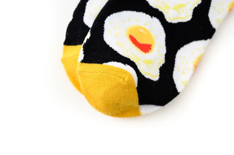 Novelty Happy Funny Men Graphic Socks Combed Cotton Omelette Frog Crazy Burger Salmon Corn Avocado Bird Fish Sock Christmas Gift