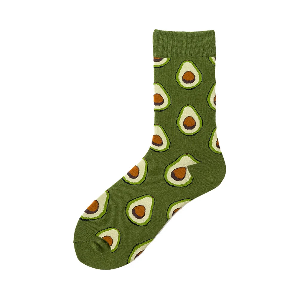 Novelty Happy Funny Men Graphic Socks Wholesale Combed Cotton Omelette Frog Crazy Burger Salmon Corn Avocado Bird Christmas Gift