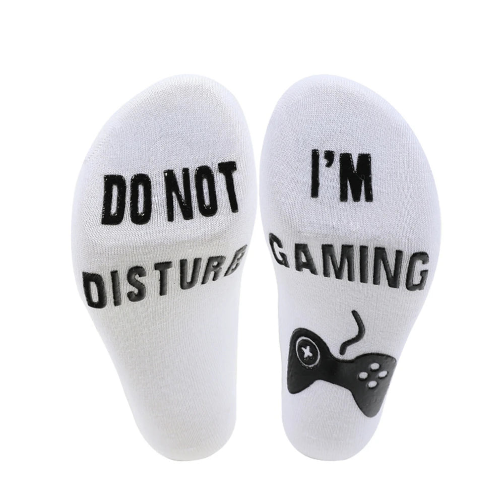 New Happy Funny Letters 'DO NOT DISTURB I AM BUSY GAMING' Socks Home Leisure Novelty Party Club Sokken Dropship