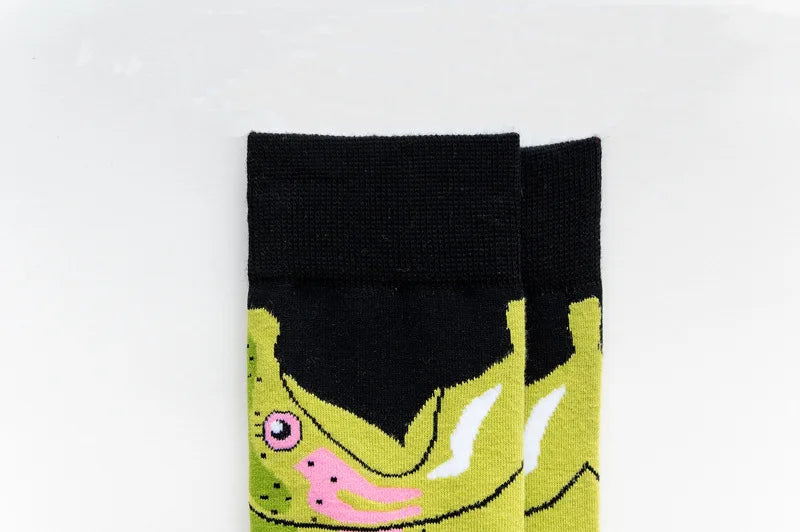 Novelty Happy Funny Men Graphic Socks Combed Cotton Omelette Frog Crazy Burger Salmon Corn Avocado Bird Fish Sock Christmas Gift