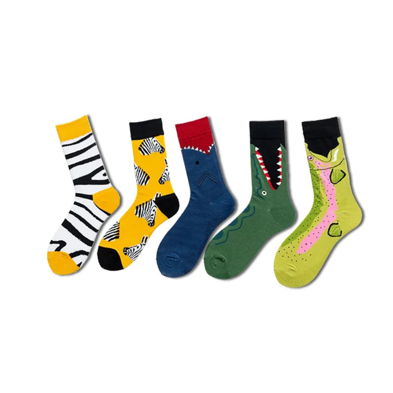 Novelty Happy Funny Men Graphic Socks Combed Cotton Omelette Frog Crazy Burger Salmon Corn Avocado Bird Fish Sock Christmas Gift