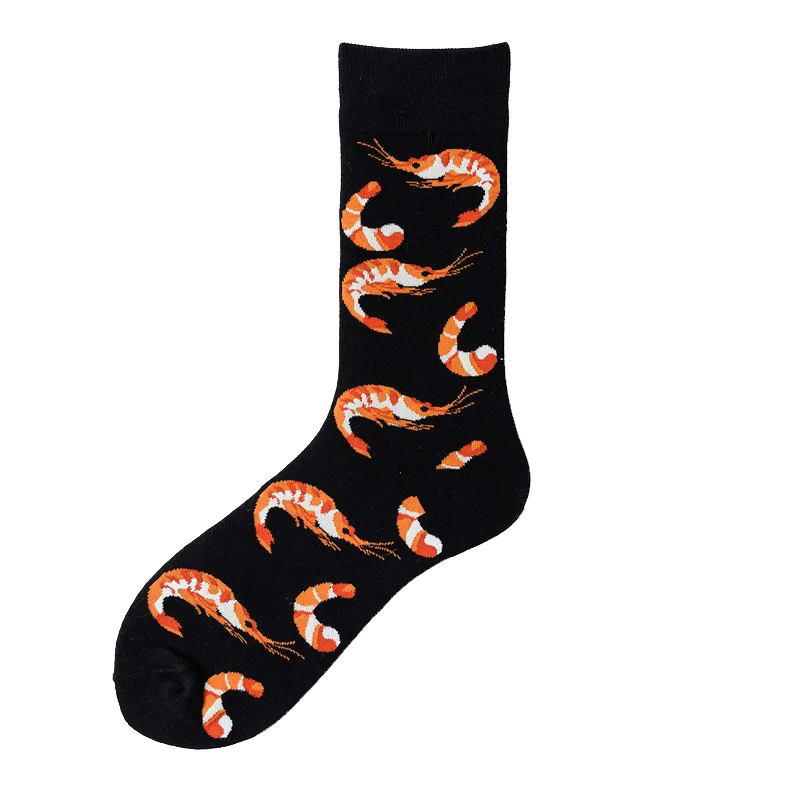 Novelty Happy Funny Men Graphic Socks Combed Cotton Omelette Frog Crazy Burger Salmon Corn Avocado Bird Fish Sock Christmas Gift