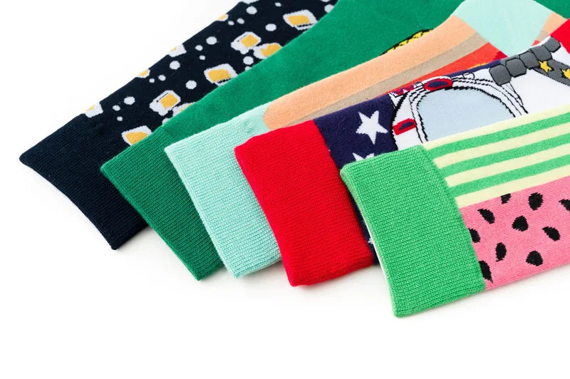 Novelty Happy Funny Men Graphic Socks Combed Cotton Omelette Frog Crazy Burger Salmon Corn Avocado Bird Fish Sock Christmas Gift