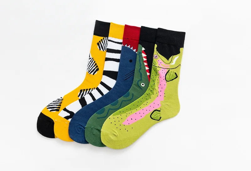 Novelty Happy Funny Men Graphic Socks Combed Cotton Omelette Frog Crazy Burger Salmon Corn Avocado Bird Fish Sock Christmas Gift