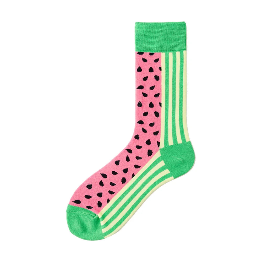 Novelty Happy Funny Men Graphic Socks Wholesale Combed Cotton Omelette Frog Crazy Burger Salmon Corn Avocado Bird Christmas Gift