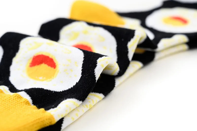 Novelty Happy Funny Men Graphic Socks Combed Cotton Omelette Frog Crazy Burger Salmon Corn Avocado Bird Fish Sock Christmas Gift