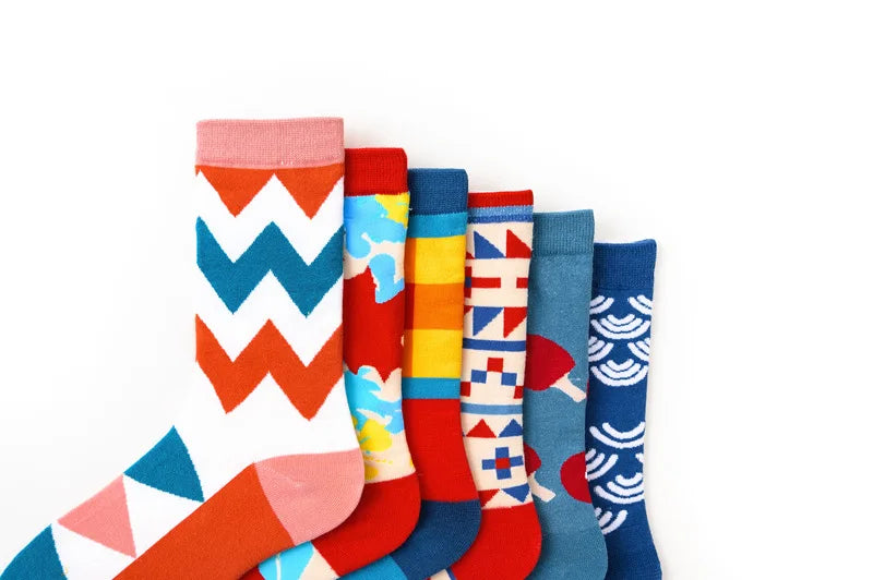 Novelty Happy Funny Men Graphic Socks Combed Cotton Omelette Frog Crazy Burger Salmon Corn Avocado Bird Fish Sock Christmas Gift