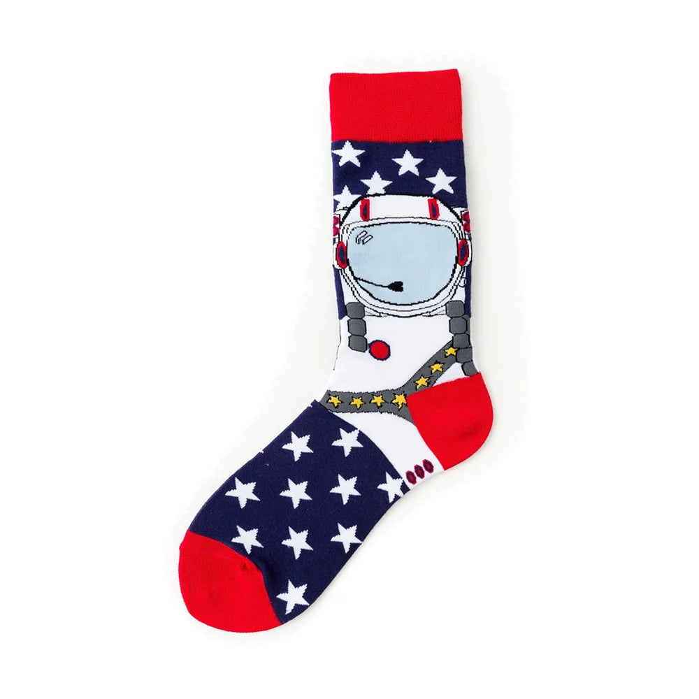 Novelty Happy Funny Men Graphic Socks Wholesale Combed Cotton Omelette Frog Crazy Burger Salmon Corn Avocado Bird Christmas Gift