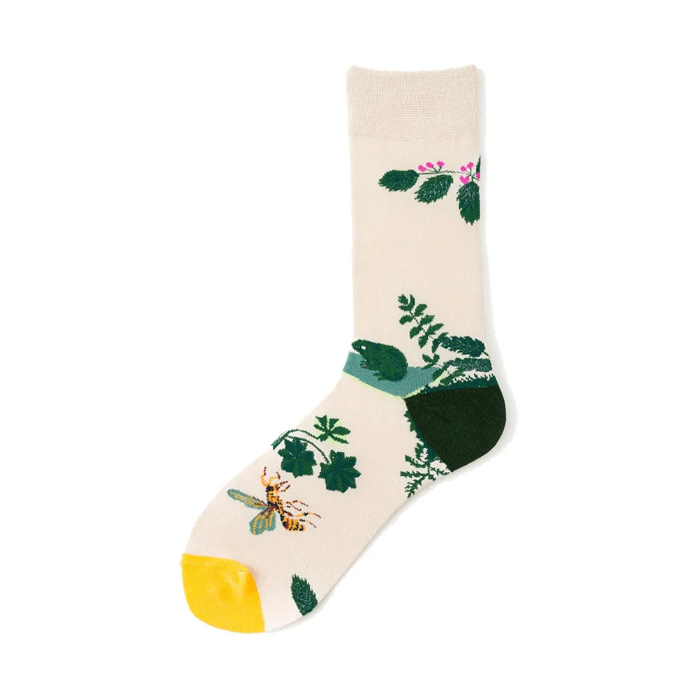 Novelty Happy Funny Men Graphic Socks Wholesale Combed Cotton Omelette Frog Crazy Burger Salmon Corn Avocado Bird Christmas Gift